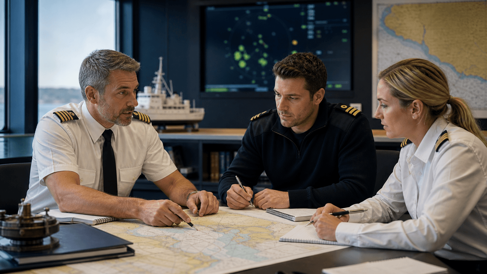 MCA oral exam preparation in a maritime classroom